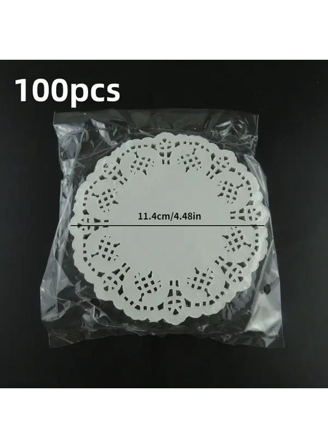 100 Sheets Round Lace Paper Placemats Oil Absorbing Baking Mats For Pizza Cake Pastry Floral Patterns - Image 3